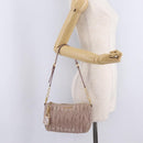 Miu Miu Matelasse Shoulder Bag Leather Pink Gold Auth 210096-26