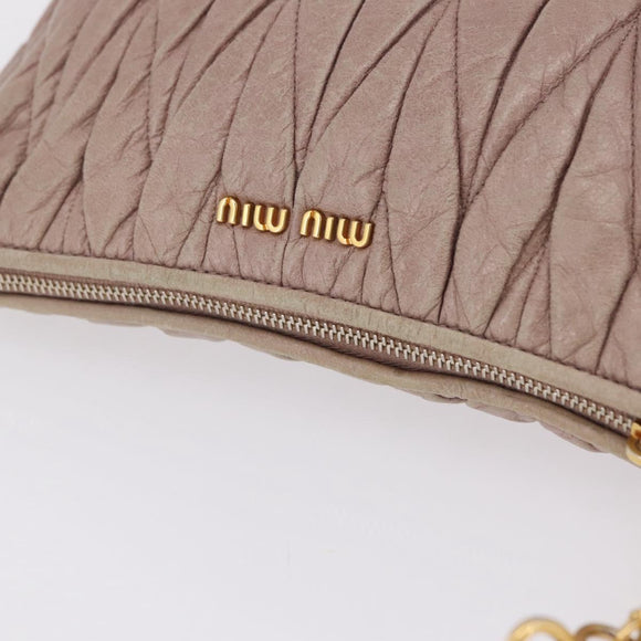 Miu Miu Matelasse Shoulder Bag Leather Pink Gold Auth 210096