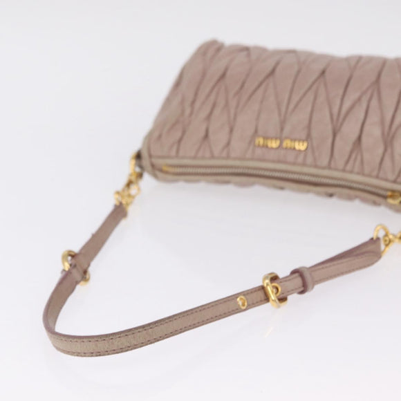 Miu Miu Matelasse Shoulder Bag Leather Pink Gold Auth 210096