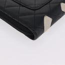 CHANEL Cambon Line Matelasse Long Wallet Leather Black Silver CC Auth 210097-11