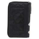 CHANEL Cambon Line Matelasse Long Wallet Leather Black Silver CC Auth 210097-3