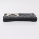 CHANEL Cambon Line Matelasse Long Wallet Leather Black Silver CC Auth 210097-4