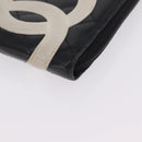 CHANEL Cambon Line Matelasse Long Wallet Leather Black Silver CC Auth 210097-8