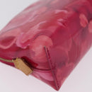 LOUIS VUITTON Vernis Ikat Flower Pochette Cosmetic Pink M90045 LV Auth 210111-10