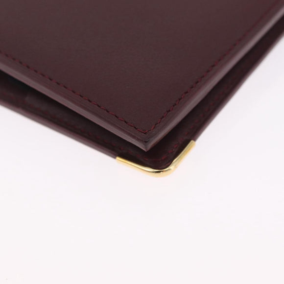 Cartier Wallet Leather Bordeaux Gold Auth 210114V
