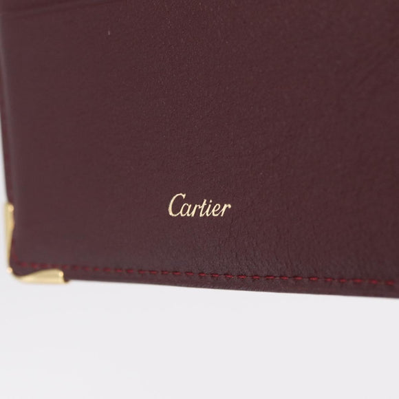 Cartier Wallet Leather Bordeaux Gold Auth 210114V