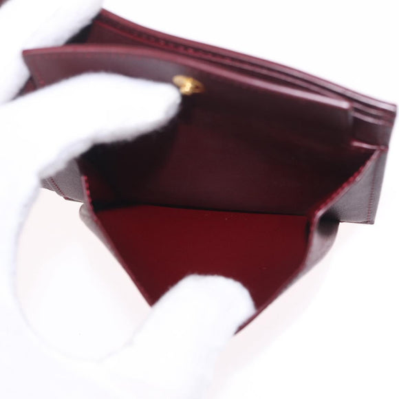 Cartier Wallet Leather Bordeaux Gold Auth 210114V