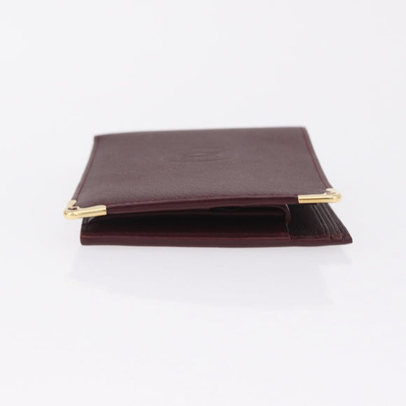 Cartier Wallet Leather Bordeaux Gold Auth 210114V