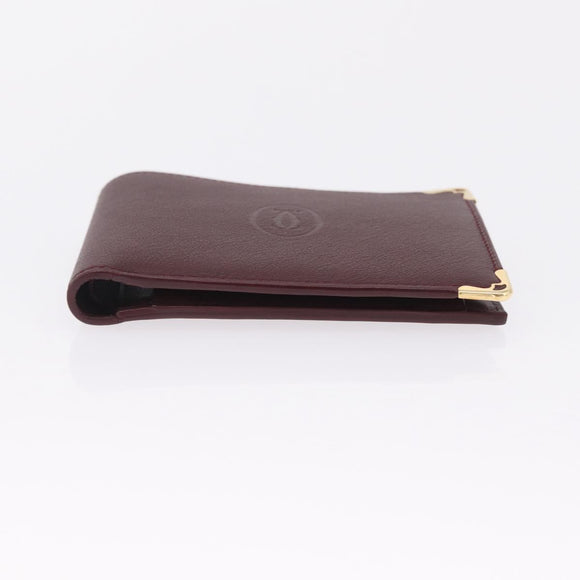 Cartier Wallet Leather Bordeaux Gold Auth 210114V