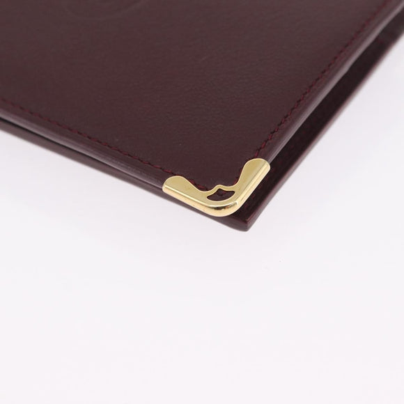 Cartier Wallet Leather Bordeaux Gold Auth 210114V