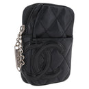 CHANEL Cambon Line Matelasse Pouch Leather Black Silver CC Auth 210116-1