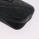 CHANEL Cambon Line Matelasse Pouch Leather Black Silver CC Auth 210116-10
