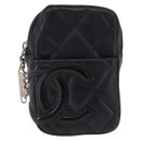 CHANEL Cambon Line Matelasse Pouch Leather Black Silver CC Auth 210116-2