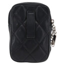 CHANEL Cambon Line Matelasse Pouch Leather Black Silver CC Auth 210116-3