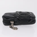 CHANEL Cambon Line Matelasse Pouch Leather Black Silver CC Auth 210116-5
