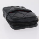 CHANEL Cambon Line Matelasse Pouch Leather Black Silver CC Auth 210116-6