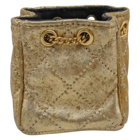 CHANEL Chain Shoulder Pouch Matelasse Pouch Leather Gold CC Auth 210117