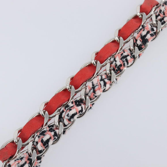 CHANEL Bracelet Tweed Multicolor Silver CC Auth 210120V