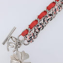 CHANEL Bracelet Tweed Multicolor Silver CC Auth 210120V-16