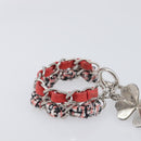CHANEL Bracelet Tweed Multicolor Silver CC Auth 210120V-4