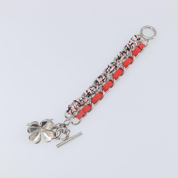 CHANEL Bracelet Tweed Multicolor Silver CC Auth 210120V