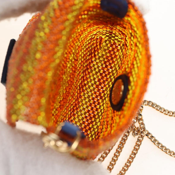 FENDI Picobucket AirPods Case Chain Pouch Earphone Beads Yellow Auth 210123M