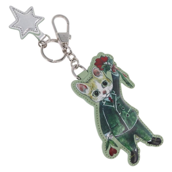 GUCCI GG Supreme Yuko Higuchi Boris Key Holder PVC Green Silver Auth 210125SM