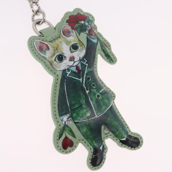GUCCI GG Supreme Yuko Higuchi Boris Key Holder PVC Green Silver Auth 210125SM