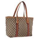 GUCCI GG Canvas Sherry Line Tote Bag Beige Gold 139260 Auth 210127-1