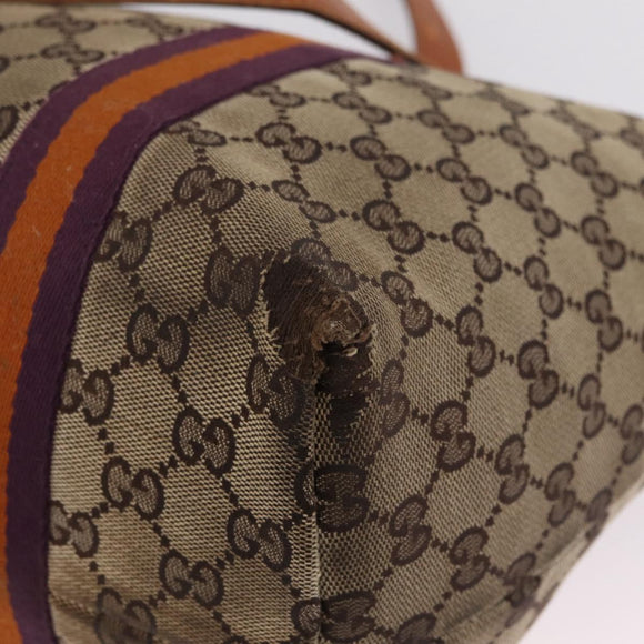 GUCCI GG Canvas Sherry Line Tote Bag Beige Gold 139260 Auth 210127
