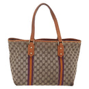 GUCCI GG Canvas Sherry Line Tote Bag Beige Gold 139260 Auth 210127-3