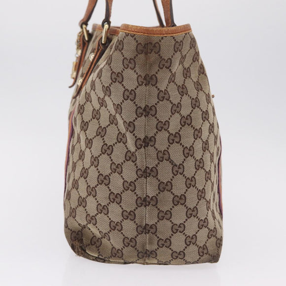 GUCCI GG Canvas Sherry Line Tote Bag Beige Gold 139260 Auth 210127