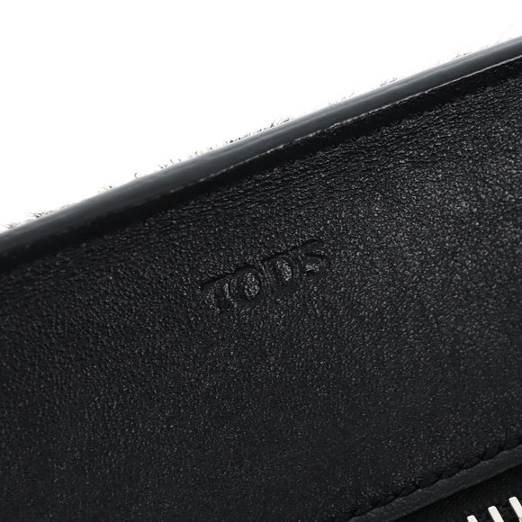TOD'S Hand Bag Harako Leather 2way Beige Silver Auth 210133V