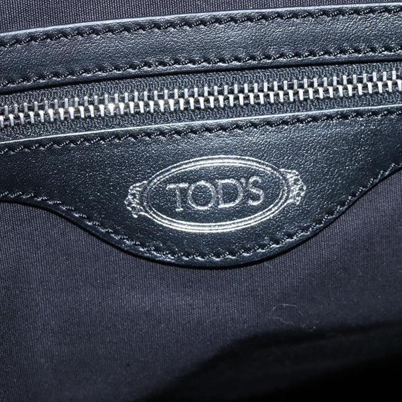 TOD'S Hand Bag Harako Leather 2way Beige Silver Auth 210133V