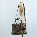 TOD'S Hand Bag Harako Leather 2way Beige Silver Auth 210133V-28