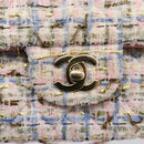 CHANEL Chain Matelasse25 Shoulder Bag Tweed Multicolor Gold CC Auth 210135SM-14