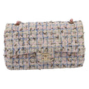 CHANEL Chain Matelasse25 Shoulder Bag Tweed Multicolor Gold CC Auth 210135SM-2