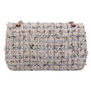 CHANEL Chain Matelasse25 Shoulder Bag Tweed Multicolor Gold CC Auth 210135SM-3