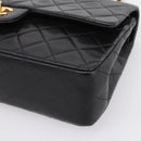 CHANEL Matelasse 25 Chain Shoulder Bag Lamb Skin Black Gold CC Auth 210136SAM-10
