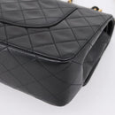 CHANEL Matelasse 25 Chain Shoulder Bag Lamb Skin Black Gold CC Auth 210136SAM-12