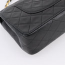 CHANEL Matelasse 25 Chain Shoulder Bag Lamb Skin Black Gold CC Auth 210136SAM-13