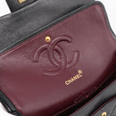 CHANEL Matelasse 25 Chain Shoulder Bag Lamb Skin Black Gold CC Auth 210136SAM-17