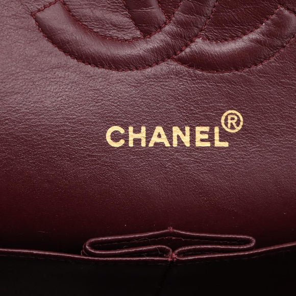 CHANEL Matelasse 25 Chain Shoulder Bag Lamb Skin Black Gold CC Auth 210136SAM