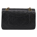 CHANEL Matelasse 25 Chain Shoulder Bag Lamb Skin Black Gold CC Auth 210136SAM-3