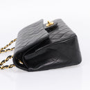 CHANEL Matelasse 25 Chain Shoulder Bag Lamb Skin Black Gold CC Auth 210136SAM-4