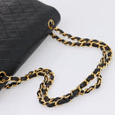 CHANEL Matelasse 25 Chain Shoulder Bag Lamb Skin Black Gold CC Auth 210136SAM-7