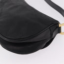 Christian Dior Saddle Shoulder Bag Leather Black Gold Auth 210137M-15