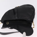 Christian Dior Saddle Shoulder Bag Leather Black Gold Auth 210137M-18