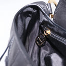 Christian Dior Saddle Shoulder Bag Leather Black Gold Auth 210137M-22