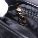 Christian Dior Saddle Shoulder Bag Leather Black Gold Auth 210137M-23